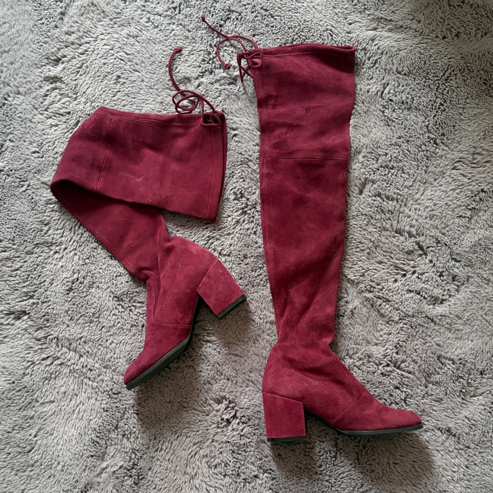 Stuart Weitzman Tieland Over The Knee Heeled Cabernet Suede Boot